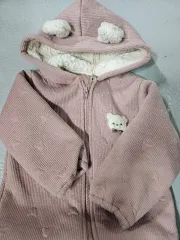 キッズ ピンク フリース フード 宇宙服 90