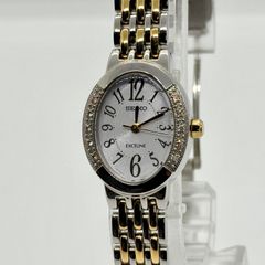 稼働】SEIKO エクセリーヌ ダイヤベゼル ソーラー腕時計 コンビ V117