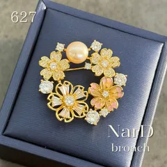 一粒パール桜のサークルブローチ【ゴールド】　淡水パール 本真珠 CZジルコニア 花 上品 高級感 入園式 卒業式 入学式 発表会 ギフト プレゼント 結婚式 セレモニー お呼ばれ お花見 フォーマル ドレス 華やか 大人 和装 母の日 桜 サクラ さくら