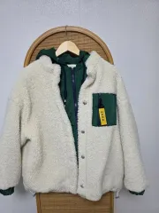 ZARA ボア ジャケット S グリーン ダウン レイヤード シープスキン フリース アウター