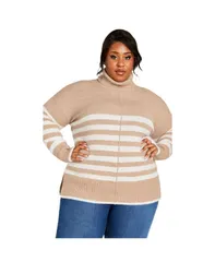 アベニュー レディース アウター ニット・セーター セーター AVENUE Womens Livvy Roll Neck Stripe Sweater Chai ストライプ