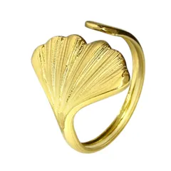 銀杏 リング イチョウ 指輪 植物 ボタニカル 秋 和風 ゴールド フリーサイズ
