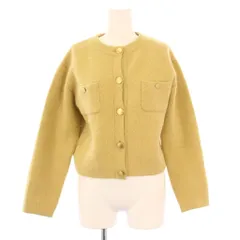 スナイデル SNIDEL ニットカーディガン 長袖 クルーネック ショート丈 ウール F 黄色 イエロー /BB