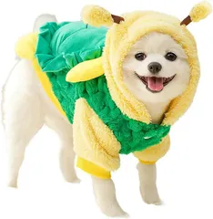 CAWKAY ペット服 蜂 亀 ハニー＆タートル 甲羅バッグ 犬 猫 小型犬 可愛い コスチューム SNS映え ハロウィン 室内 散歩 (グリーン,  M)