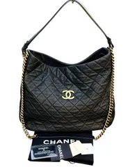 超美品◆シャネルCHANELキャビアスキンホーボーHOBOヴィンテージG金具VintageマトラッセCOCOココマーク2WAYチェーンショルダーバッグ黒金ユニセックス