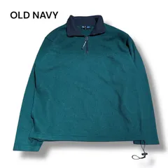 OLD NAVY フリース ハーフジップ グリーン L ドローコード 00s 古着