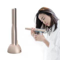 超音波 トリートメントアイロン 髪質改善 浸透促進 ヘアダメージ補修 充電スタンド ヘアケア 1MHz 超音波 青色LED 浸透率アップ トリートメント導入器 プロ仕様 縮毛矯正 コードレス プレゼント シャンパンゴールド★ bf3d05d2