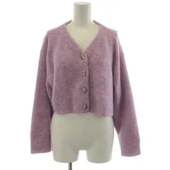 セルフォード CELFORD カーディガン ショート丈 Vネック ロゴ 刺繍 モヘヤ混 F 紫 パープル CWNT224088 /AN41