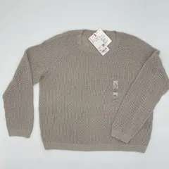 UNIQLO　ユニクロ　３Dメッシュ　クールネックセーター　長袖　ライトグレー　XLサイズ　〇◇