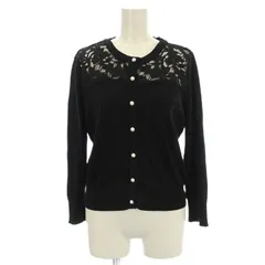 カールラガーフェルド KARL LAGERFELD カーディガン レース 花柄 ニット パールボタン S 黒 ブラック /☆G