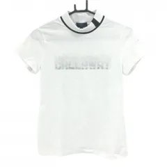 【美品】キャロウェイ 半袖ハイネックシャツ 白 袖ロゴプリント レディース M ゴルフウェア サンプル品 Callaway