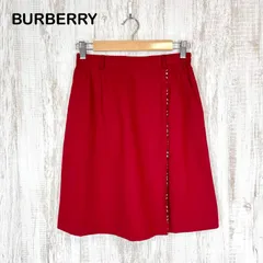 BURBERRY GOLF バーバリーゴルフ チェックパイピング ウール ラップ風  スカート レッド レディースのサムネイル