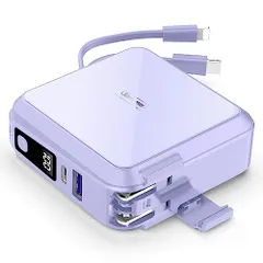 15000mAh コンセント一体型 大容量 急速充電【PD18W type-c&PD20WのiPhone対応ケーブル/折畳式プラグ/PD18WType-C入力ポート/22.5WのUSB-A】スマホ充電器 3台同時充電 プラグ付き 小型 LCD 2c1d3ea0