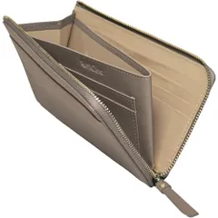 [RafiCaro] 小さい長財布 レディース 短い 大容量 23ポケット お札を折らない コンパクト 約18cm 薄い スリム L字ファスナー メンズ YKKファスナー マチ付き小銭入れ グレージュ@