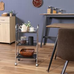 ♪コンパクト スチール ３段キッチンワゴン ［幅40cm］　　　　ツールワゴン ワゴン キャスター スチールラック キッチン収納 調味料ストック