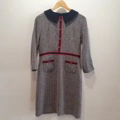 今週割引3*ツイード カラーネック ONE PIECE *スーツ ゲストルック