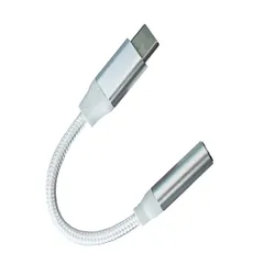 【在庫処分】mm イヤホンアダプタ 3.5 Type-C ヘッドフォン変換ジャック オーディオアダプタ to 高耐久 通話/音量調節/音楽 MacBookAir/Pro/iPad USB-C Pro/Android/Type-Cデバイス 対応編み目（ホワイト）