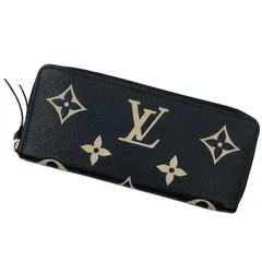 【中古】LOUIS VUITTON | ルイ・ヴィトン ポルトフォイユ クレマンス バイカラー モノグラム アンプラント ラウンドファスナー長財布 M82338 ブラック×ベージュ【尾張小牧店】