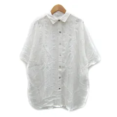 ジーナシス JEANASIS ブラウス シャツ 半袖 ストライプ柄 透け感 F 白 ホワイト /SY43