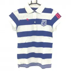 パーリーゲイツ 半袖ポロシャツ 白×ネイビー ボーダー レディース 0(S) ゴルフウェア PEARLY GATES