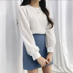 エイブリー シースルー パフ 長袖 ブラウス オフィスルック デートコーデ ゲストルック レディースコーデ