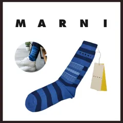 新品 未使用 マルニ フェイデッドコットンストライプ ボーダーソックス ブルーM【MARNI】イタリア製 靴下 くつ下のサムネイル