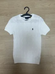 ポロ Ralph Lauren(ラルフローレン) ケーブル 半袖 ニット 白