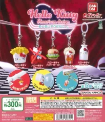 ハローキティ アメリカン デザイン ガチャ めじるし キーホルダー フライドポテト ハンバーガー ポップコーン 牛乳