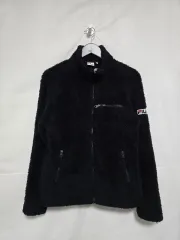 FILA リーギュラーフィット ブラック ボア フリース ジャケット メンズ 100 1211