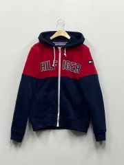 トミーヒルフィガー レッド ネイビー フード ジップアップ