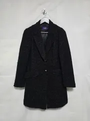リーボーム ブラック ツイード ウール 20 コート ジャケット レディース90 1224