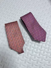 DAKS メンズ ピンク&オレンジ シルクネクタイ 2set