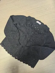 メゾピアノ ブラック 花 刺繍 ニット カーディガン 130 mサイズ