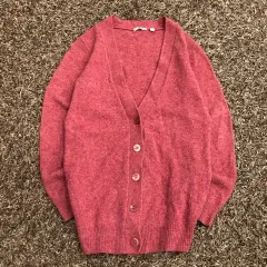 XL ユニクロ ウール ピンク カーディガン