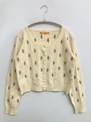 F i.n.t フィント カーディガン/ボレロ F アイボリー ウール・ニット 花柄・ボタニカル柄 刺繍 ショート丈 長袖