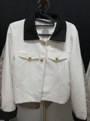 白ツイード ゴールドボタン ジャケット