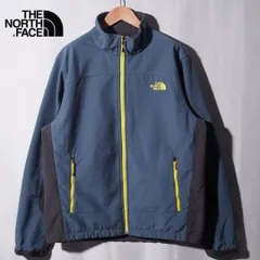 ノースフェイス THE NORTH FACE ソフトシェルジャケット L グレーグリーン 黄緑 ロゴ刺繍 ストリート アメカジ テック 古着 A178
