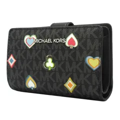 【新品】マイケルコース 35F5STVF6U 財布 二つ折り財布 MICHAEL KORS JET SET TRAVEL MKシグネチャー トランプ ミディアム ウォレット アウトレット レディース
