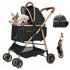 新品⭐️ペットカート 犬 猫 ウサギ 4輪 後輪ブレーキ 多機能 簡単