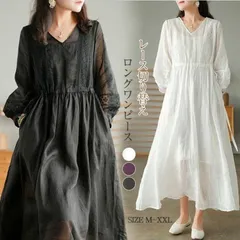 再入荷 ワンピース レース レディース ワンピ 夏 ロングワンピース 七分袖 五分袖 ロング丈 マキシ丈 体型カバー ゆったり Vネック 春 夏 20代