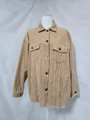 ザラ ベージュ コーデュロイ ポケット カッティング シャツ ジャケット メンズ 100 1209