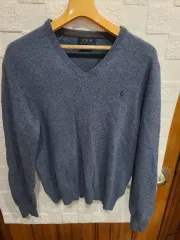 送料込み)POLO RALPH LAUREN ポロラルフローレン Vネック ニット ブルー