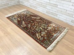 Y3913 インド絨毯 シルク×コットン 手織り 154×90㎝ ラグ - メルカリ