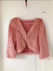 ピンク エコファー フェイクファー ジャケット コート