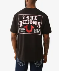 トゥルーレリジョン メンズ トップス Tシャツ 半袖 True Religion Mens ShortSleeve Flag TShirt Jet Black ブラック