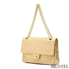 CHANEL マトラッセ26 Wフラップ バッグ ハンドバッグ ラムスキン フラップバッグ ベージュ レディース