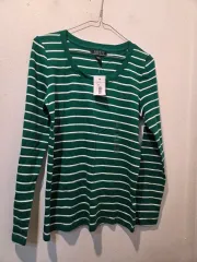 ローレン ラルフローレン ストライプ 長袖Tシャツ グリーン