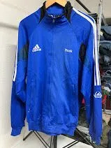 【00s adidas】3本ライン 刺繍ロゴ トラックジャケット ブルー M