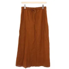 ザラ ZARA フレアスカート イージー マキシ ロング ウエストゴム 無地 麻 リネン S 茶 ブラウン タグ付き /BB