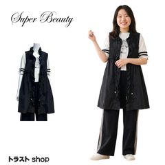 ♥新作【新品】スーパービューティー裾レース切替転写素材フード着脱式ベスト44 ⭐️完売【新品】スーパービューティー裾レース切替転写素材フード着脱